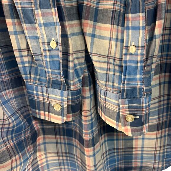 Vineyard Vines men’s small long sleeved blue white pink plaid button down shirt - Picture 5 of 7